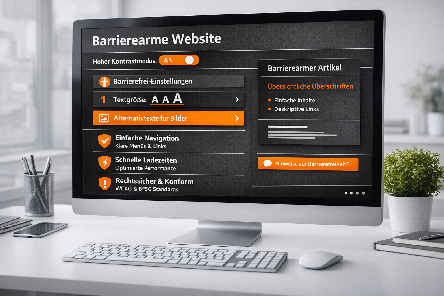 Barrierefreie Website-Einstellungen im modernen Büro
